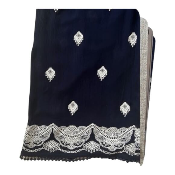 Sundance Blue & White Embroidered Boho Giselle Cropped Dream Pants Sz # 0565 - Picture 8 of 8